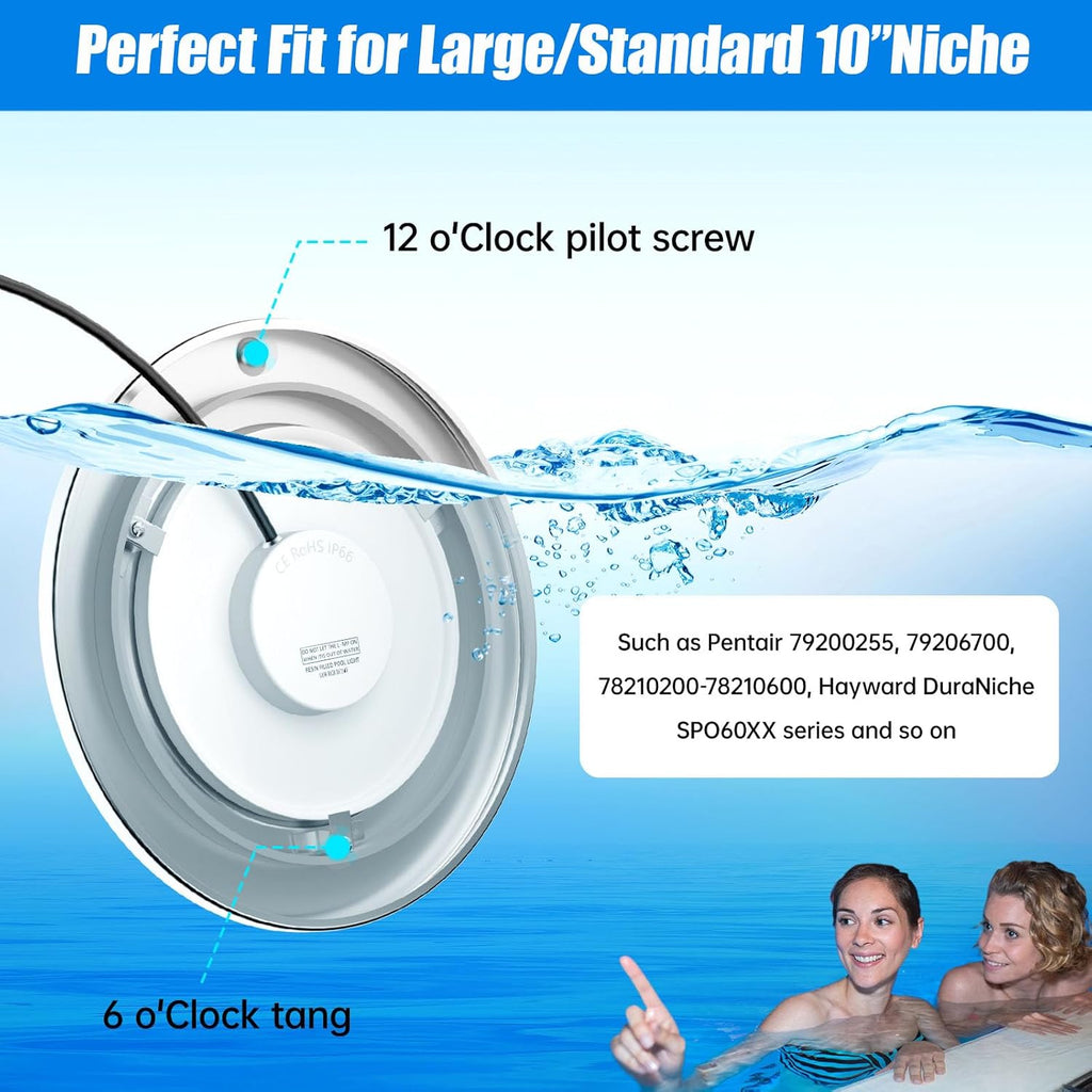 Pool Lights for Inground Pool, 120Ft 10Inch 60W LED Inground Pool Light with 3 Way to Control (App/Remote/Controller), Color Changing Underwater Swimming PoolLight for 10" Large Wet Niches