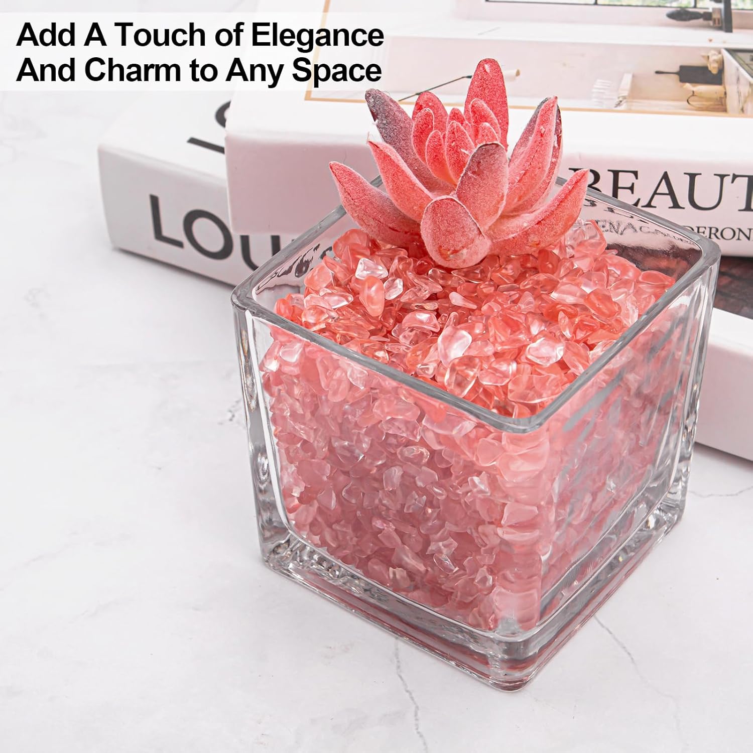 3 Lb Watermelon Tourmaline Quartz Crystal Chips Bulk, 5-7mm Natural Tumbled Crushed Stones Red Healing Crystal Chips Bulk Gemstones for Vase Fillers, Aquarium and Home Decoration