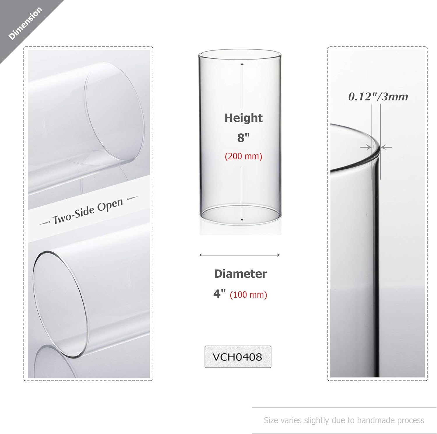 WGVI Hurricane Candle Holder Sleeve, Wide 4", Height 6", Clear Glass Cylinder Candleholder, Chimney Tube, Open Ended Candle Shade, 24 Pieces Bulk