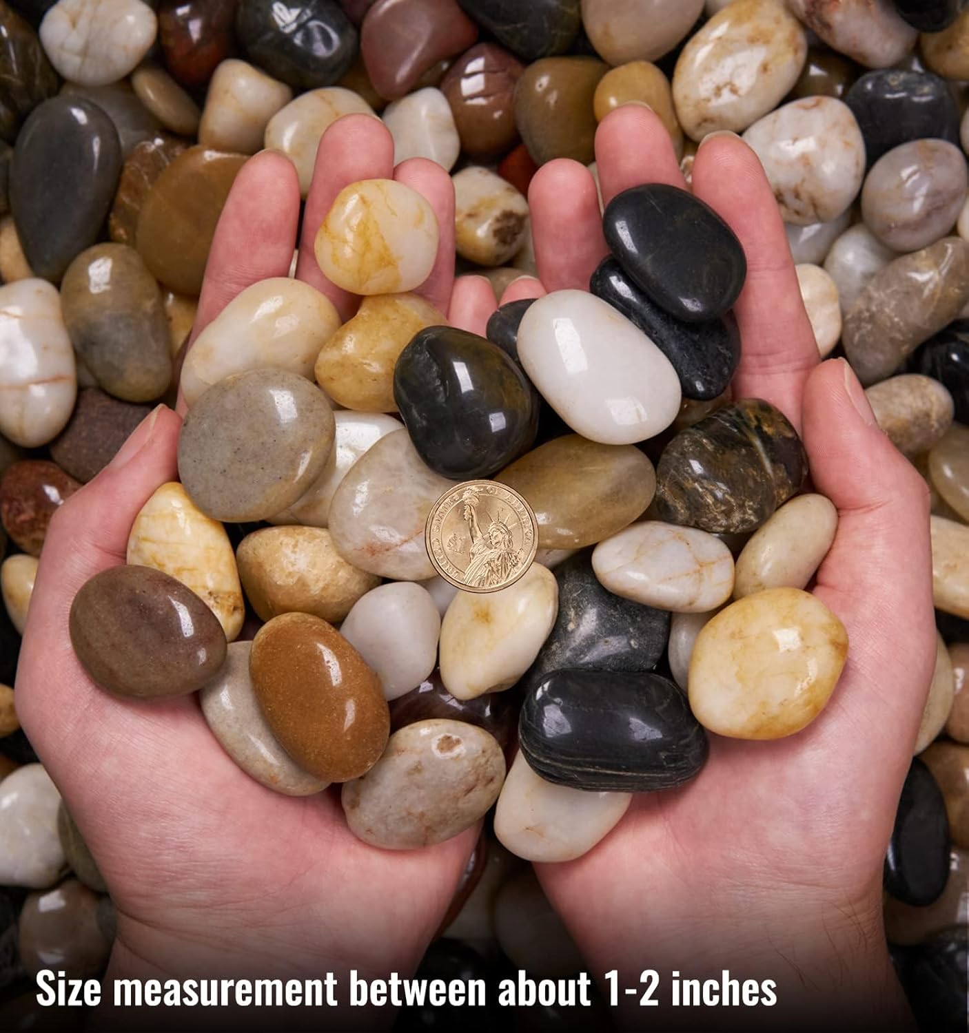 NUPICK 10 Pound River Rocks, 0.8-1.3 Inches Polished Pebbles for Plants, Fish Tank, Clear Vase and More, Natural Mixed Color Stones