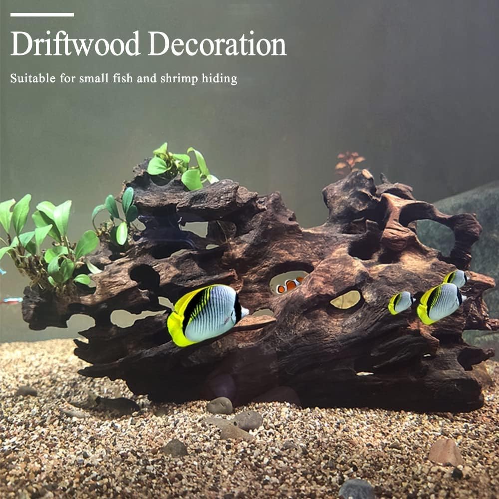 Hamiledyi Large Driftwood for Aquarium Decor Natural Fish Tank Wood with Holey Aquarium Wood Aquascaping for Shrimp Betta Hermit Crab and Butterfly Fish