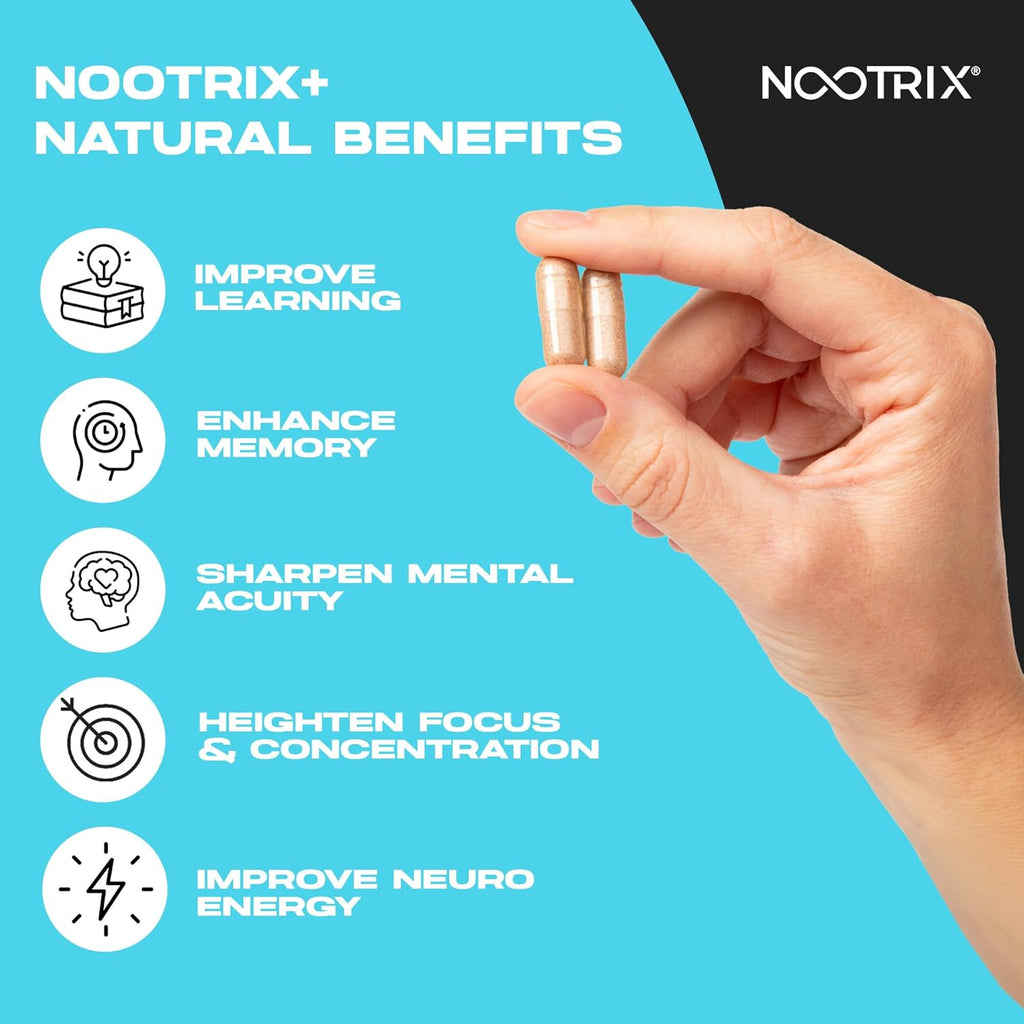 Nootrix Brain Plus Nootropic Supplement | Supports Memory, Mental Focus, Cognitive Health & Energy | Promotes Healthy Mood & Brain Function | Vitamin B1, Vitamin B6 & Vitamin B12 | 60 Capsules