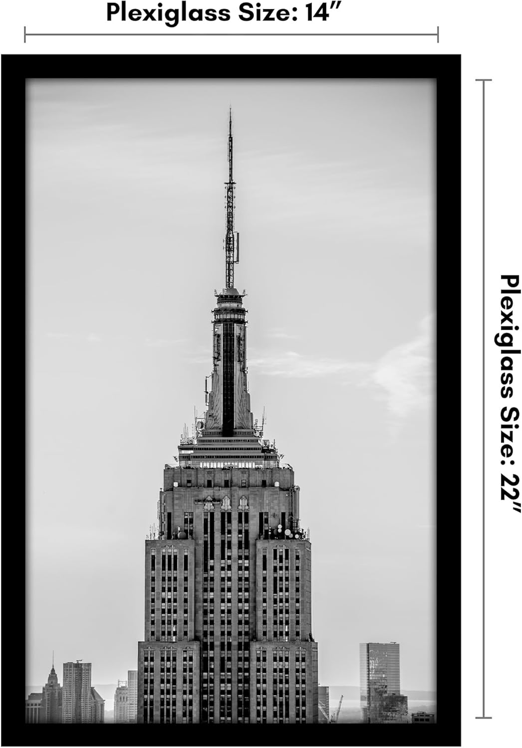 Americanflat 14x22 Picture Frame with Polished Plexiglass - Black Picture Frame - Wide Photo Frames Made of Engineered Wood for Vertical or Horizontal Wall Display - Epic Collection - Black