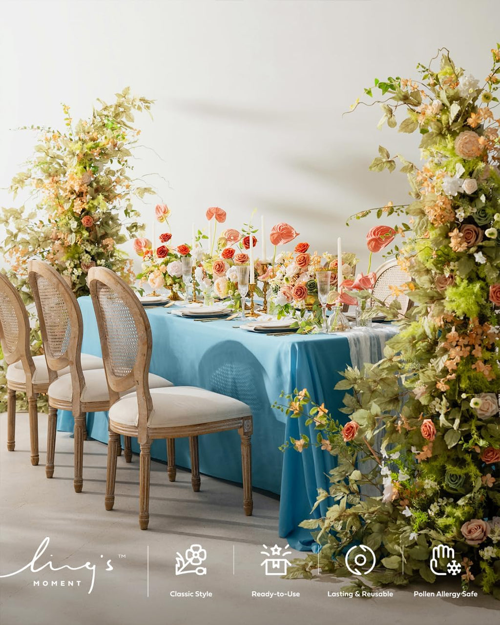 Ling's moment Artificial Clematis Hanging Bush, 4pcs Filler Vines Fake Greenery Garland for Wedding Bouquet/Backdrop/Arch and Home Decoration