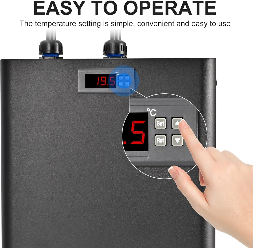Aquarium Chiller 79 Gal, 1/3 HP Fish Tank Water Chiller 300L Hydroponics Cooler with Quiet Design Refrigeration Compressor and 3M Pipe for Saltwater Freshwater Fish Coral Shrimp Jellyfish Water Weeds