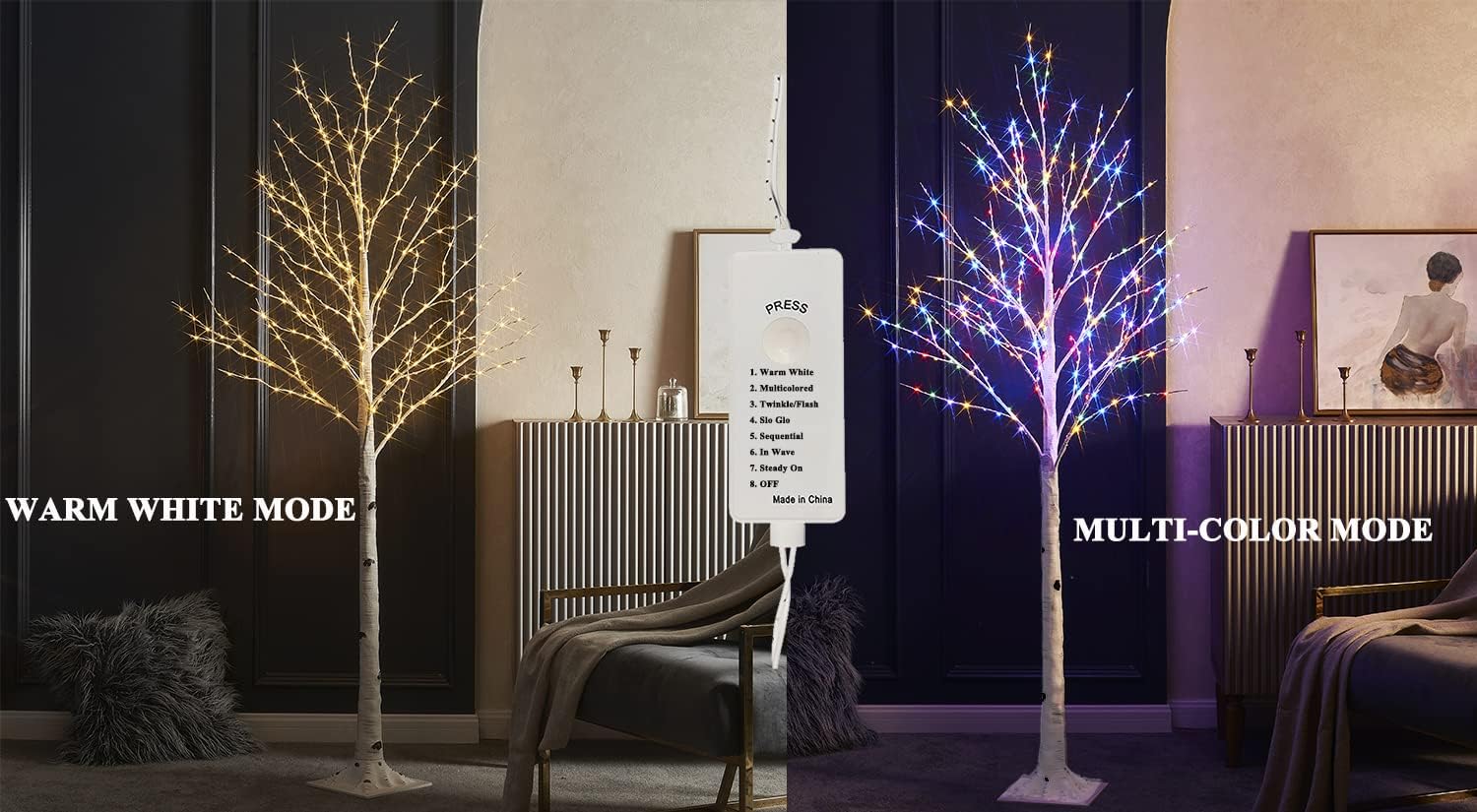 Birchlitland LED Birch Tree 6FT 330L Multiple Colors Fairy Lights, Lighted Trees for Indoor Outdoor Home Thanksgiving Christmas Holiday Decoration…
