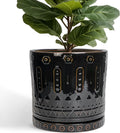 Ceramic Pots for Plants - 12 Inch Large Planter with Drainage Hole and Saucer, Ceramic Flower Pots for Indoor Outdoor, Boho Round Planter, Patio Decor, Gifts for Plant Lover, Black
