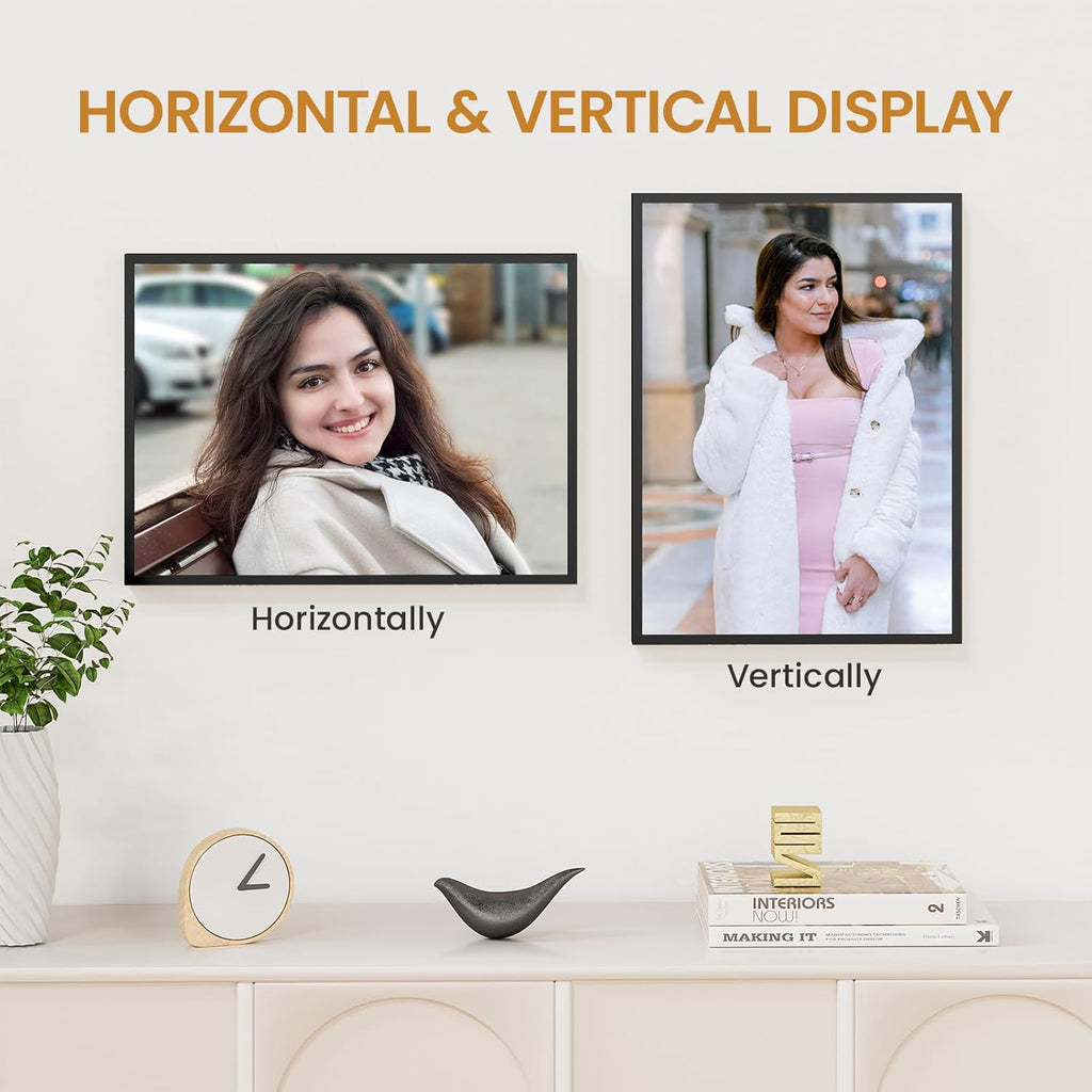 11x15 Aluminum Metal Picture Frame,Tempered Glass Black Photo Frame 11x15 for Family Photo,Posters,Art,Document to Wall Mount Horizontally or Vertically