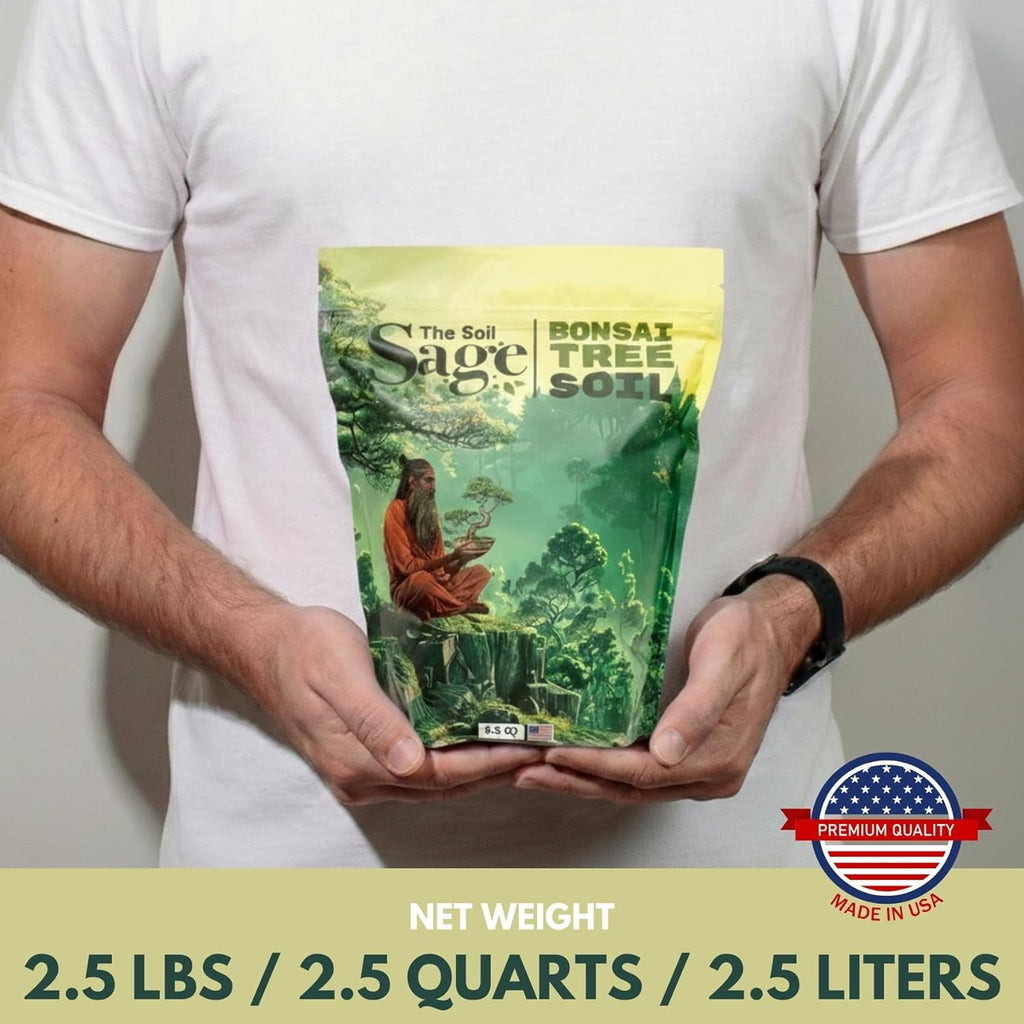 5qts/5l Premium Bonsai Mix - U.S.A. Made Ready to Use - Akadama, Pumice, Lava Rock, Fine Pine Bark - Large Bag for All Bonsai Tree - High Drainage Potting, Repotting (Bonsai Soil 2.5 QT)