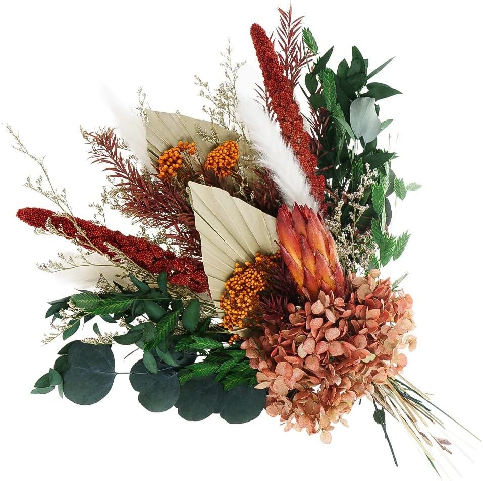 Natural Dried Flower Bouquet - Fall Pampas Grass & Eucalyptus Decor, Preserved Plants Bundle for Vases, Rustic Floral Arrangements for Home Wedding Table Centerpiece Decorations