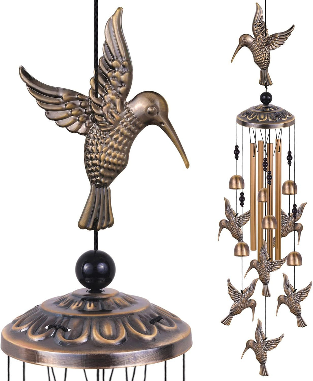 Solawindchime Outdoor Hummingbird Wind Chimes, Hummingbirds Bronze Wind Chimes, Gift Wind Chime, Hummingbird Wind Bell Gifts for Women, for Home, Garden, Indoor, Outdoor Decoration, Garden Wind Chime