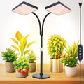 FECiDA 2-Head 50W Desk Grow Light, Tabletop Grow Lights for Indoor Plants Full Spectrum, 4/8/12/16/20 Hr Timer Bonsai Houseplants Grow Lamp, 16"-24" Height Adjustable