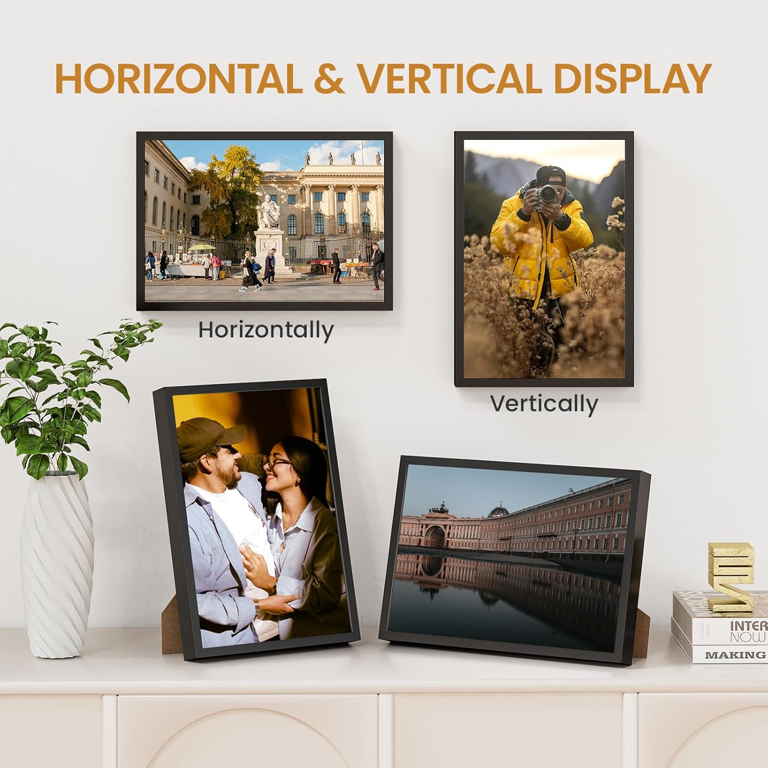 7x10 Aluminum Metal Picture Frame,Tempered Glass Black Photo Frame 7x10 for Family Photo,Posters,Art,Document to Wall Mount Horizontally or Vertically
