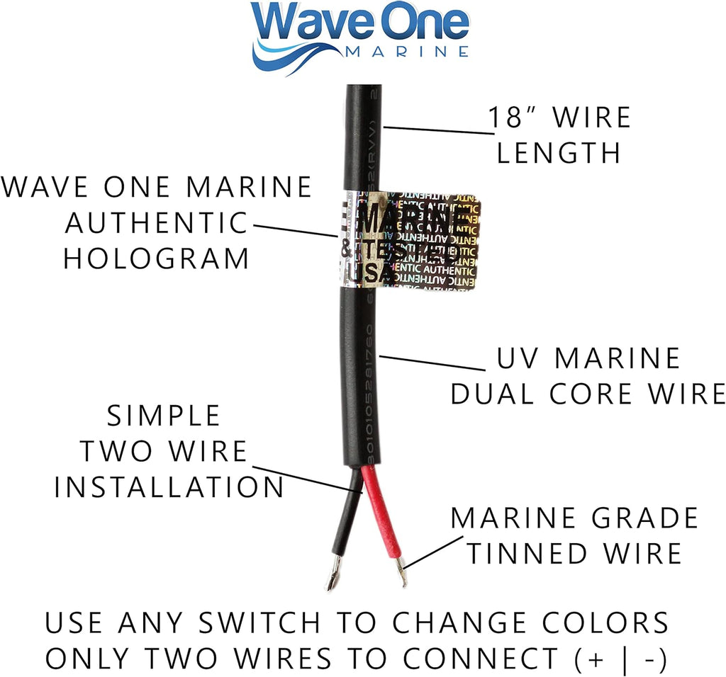 Wave One Marine Spectrum RGBW Rigid Light | Internal Driver LED Waterproof Boat Accent Courtesy Light 12V Volt RV | Multi Color Two Wire Switch Control | Gunnel Deck Pontoon Strip | IP67 (10")