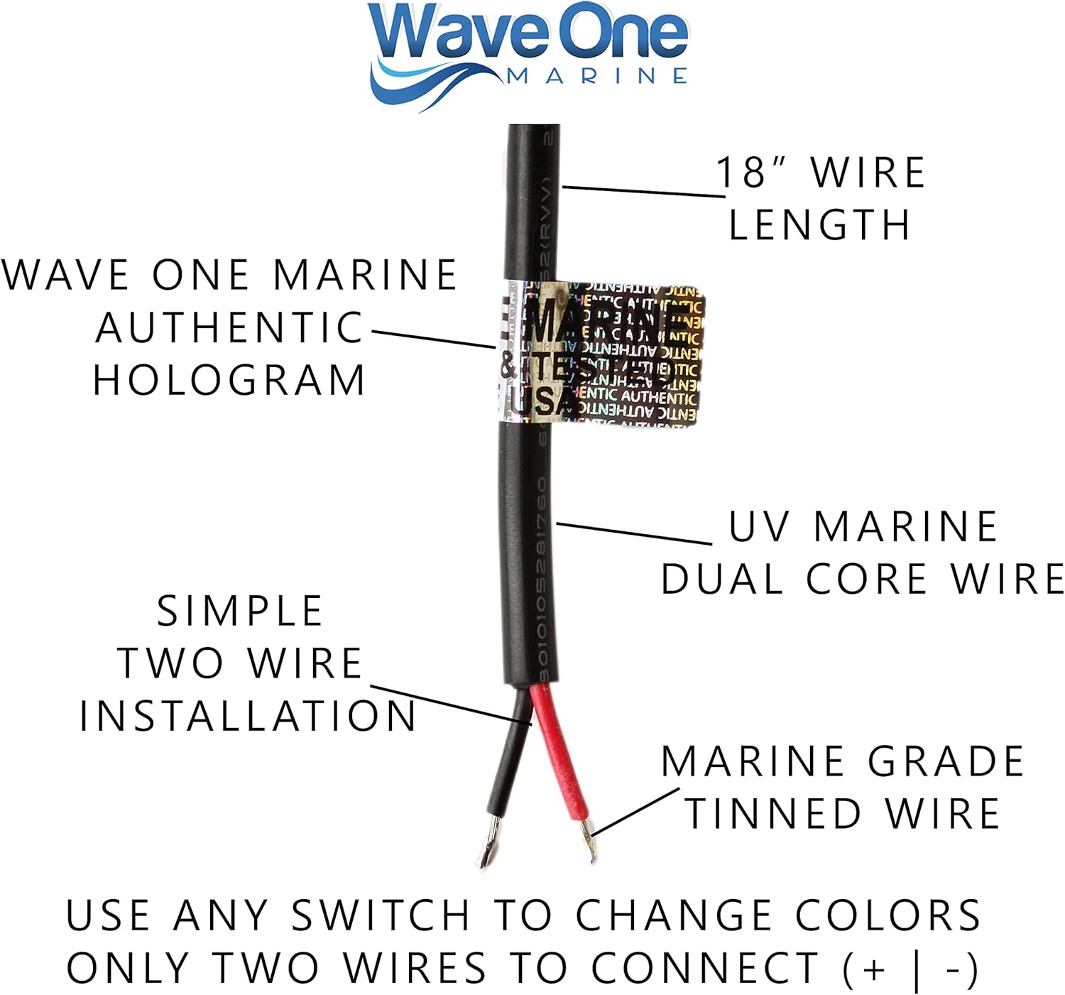 Wave One Marine Spectrum RGBW Rigid Light | Internal Driver LED Waterproof Boat Accent Courtesy Light 12V Volt RV | Multi Color Two Wire Switch Control | Gunnel Deck Pontoon Strip | IP67 (10")