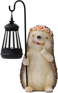 Garden Hedgehog Gnome Statue Decorations - Solar Resin Hedgehog with Solar Garden Lights Outdoor Decorations for Patio,Yard,Lawn,