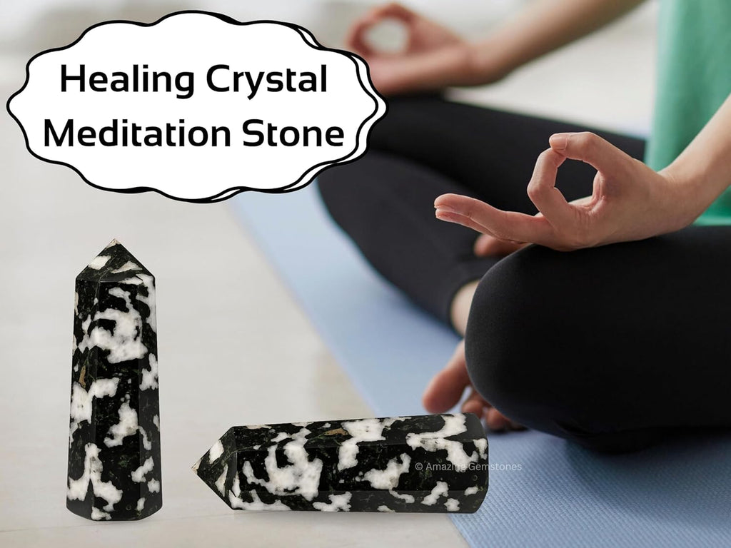 Amazing Gemstone Black and White Tourmaline Crystal Towers ~ Natural Healing Crystal Point Obelisk for Reiki Healing and Crystal Grid (3- Inch)