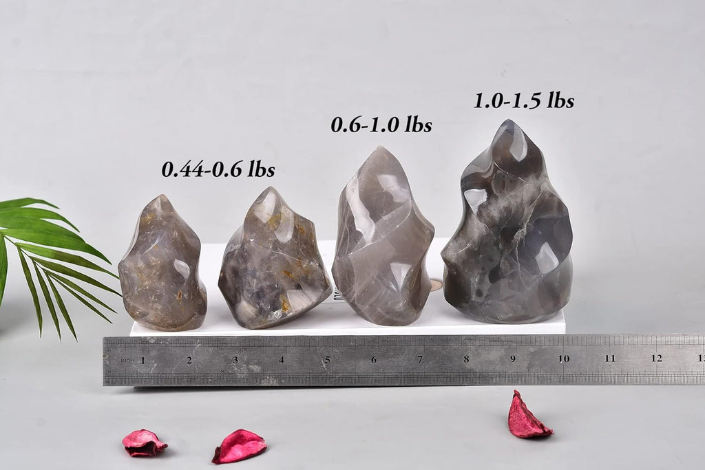 AMOYSTONE Blue Pink Quartz Flame Shaped Stone Towers Large Healing Crystal Quartz Home Decor 0.6-1.0LBS
