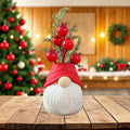 Christmas Tree Table Decor Artificial Mini Xmas Tree Decor for Tables Red Berry ＆ Pine Branch with Cute Dwarf Base for Winter Party Home Indoor Home Fireplace Mantel Decorations