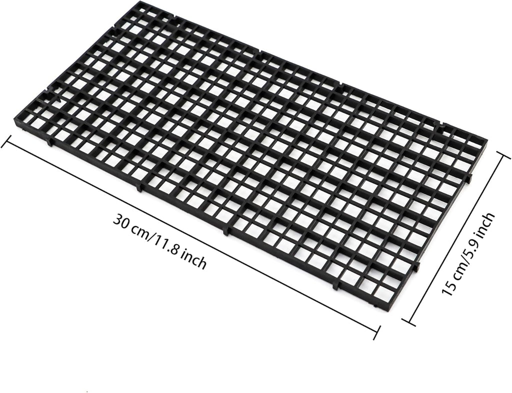 Aquarium Fish Tank Bottom Isolation 8 Pcs, Plastic Egg Crate Grid Divider Tray Egg (S 8pcs Black)