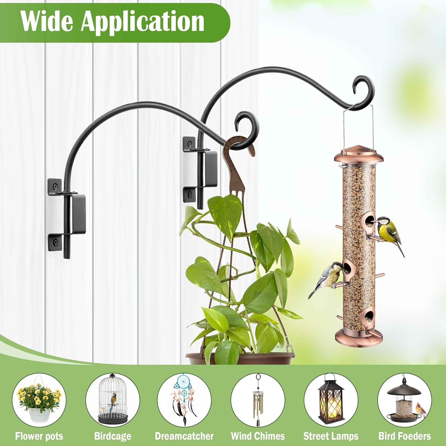Swivel Bird Feeder Hanger Hook: Swivel Hanging Plant Bracket Outdoor - Wall Mount Hanging Hook for Bird Feeder 16-Inch