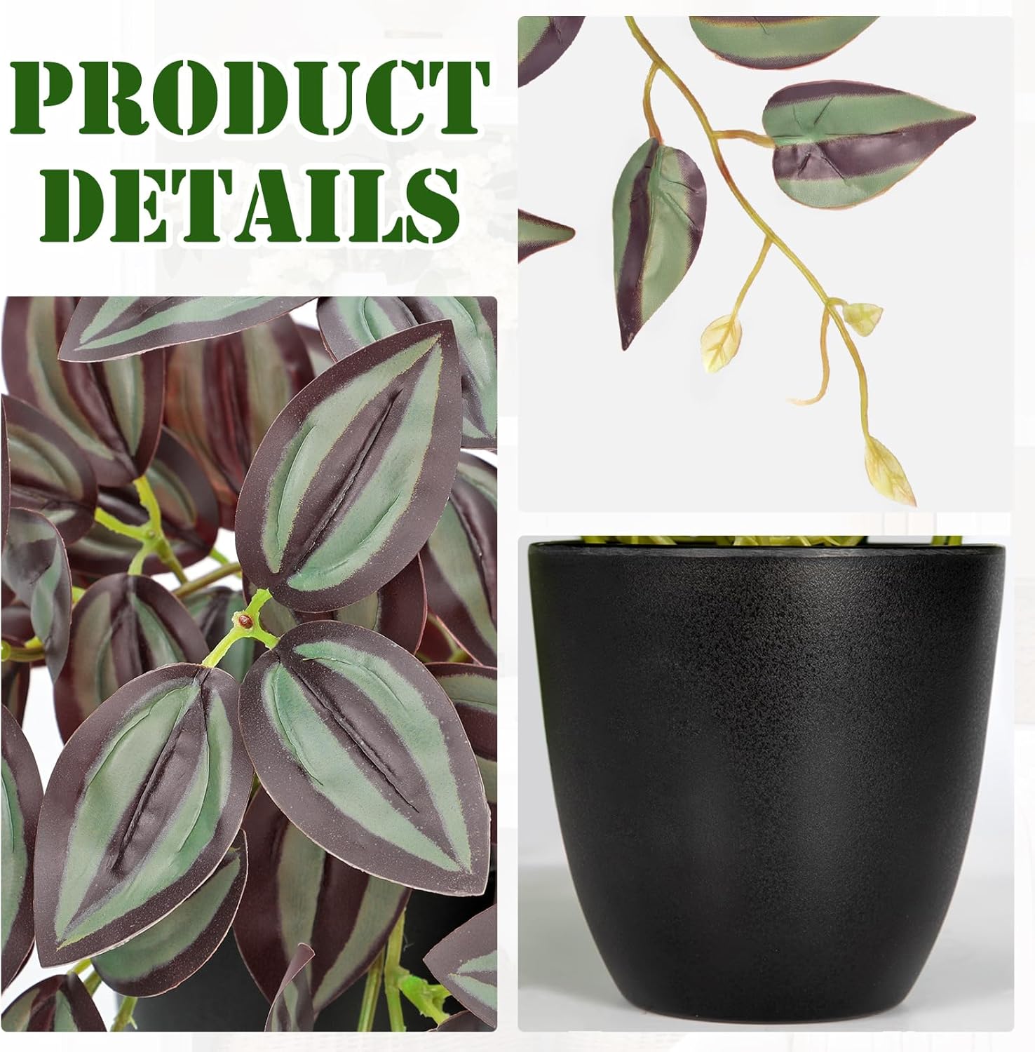 DILATATA Fake Plants Artificial Potted Plants 20 Inch Faux Peperomia Ivy Vine Plant Hanging Plant for Home Office Desk Shelf Indoor Outdoor Decor
