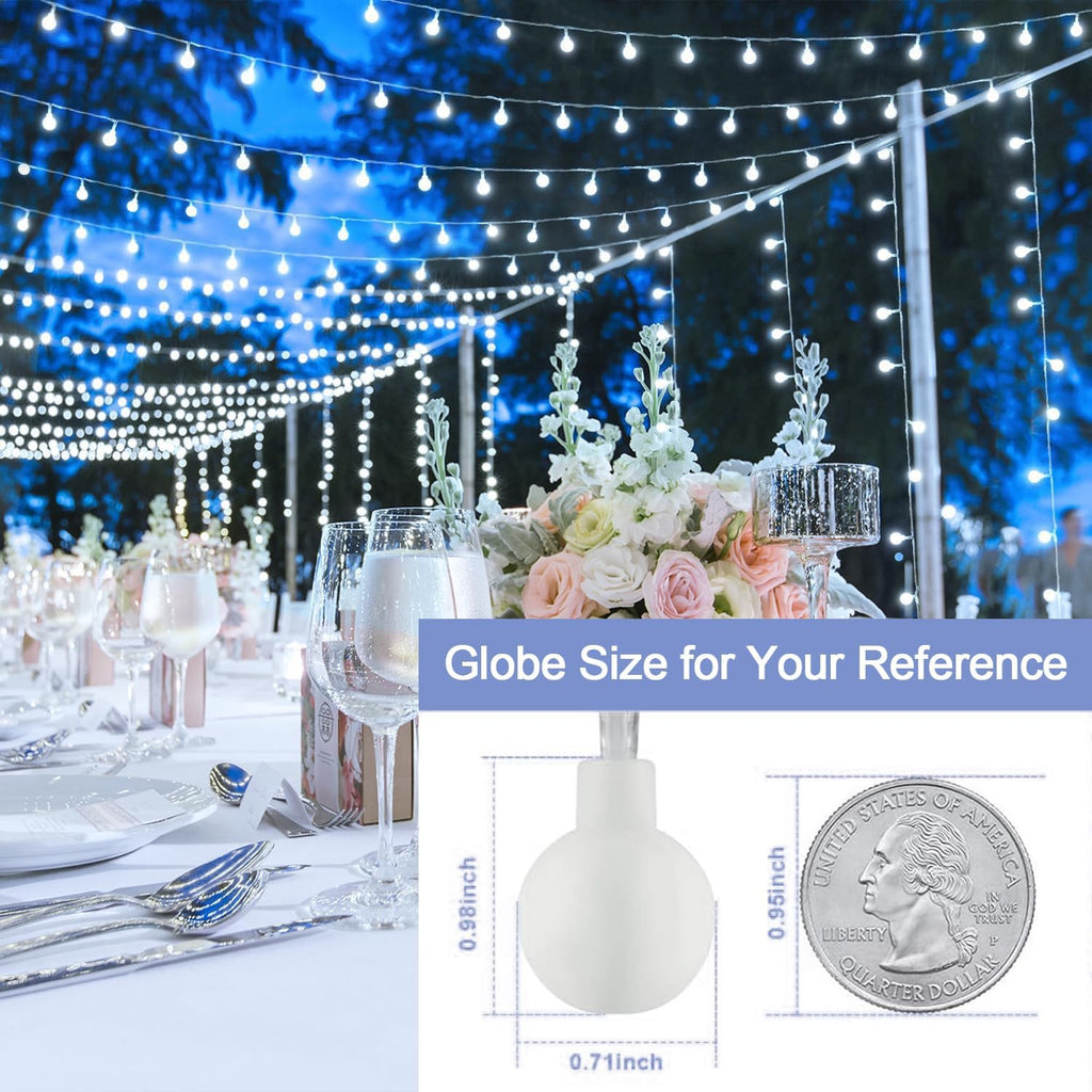 JMEXSUSS 100 LED White Christmas Lights Indoor, Connectable Globe String Lights Plug in with Remote, 33 ft 8 Modes Fairy Light Outdoor for Bedroom Room Party Tree Christmas Decorations