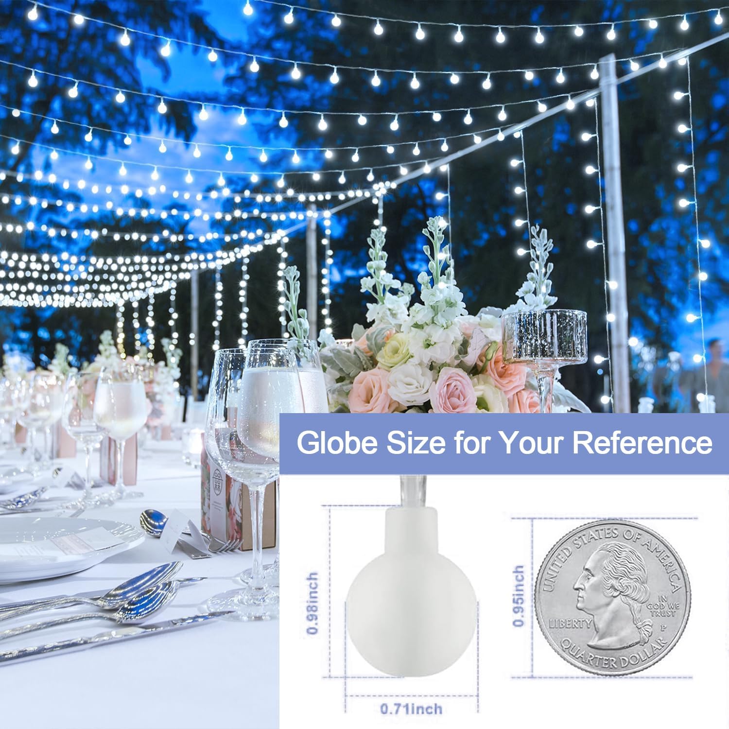 JMEXSUSS 100 LED White Christmas Lights Indoor, Connectable Globe String Lights Plug in with Remote, 33 ft 8 Modes Fairy Light Outdoor for Bedroom Room Party Tree Christmas Decorations