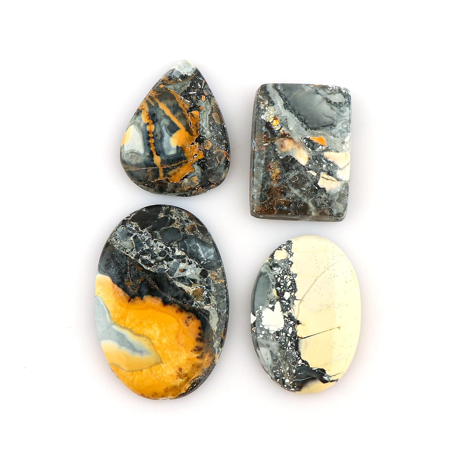 CRYSTALIS Wholesale 4pcs Natural Maligano-Jasper Loose Gemstone Bulk Cabochons Jewelry Making Supply, Chakra Healing Polished Stones, Wire Wrapping, DIY, Gem Collection, Mix-Shapes, 20-25mm