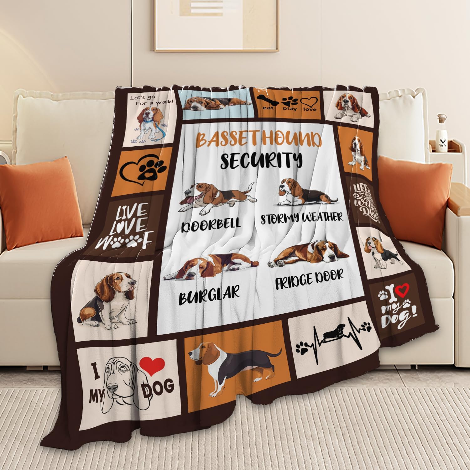 Basset Hound Blanket Basset Hound Dog Throw Blanket Gifts for Girls Women Kids Boys Adults Men Super Soft Cozy Plush Fluffy Fuzzy Fleece Blanket Home Decor 60''X80''