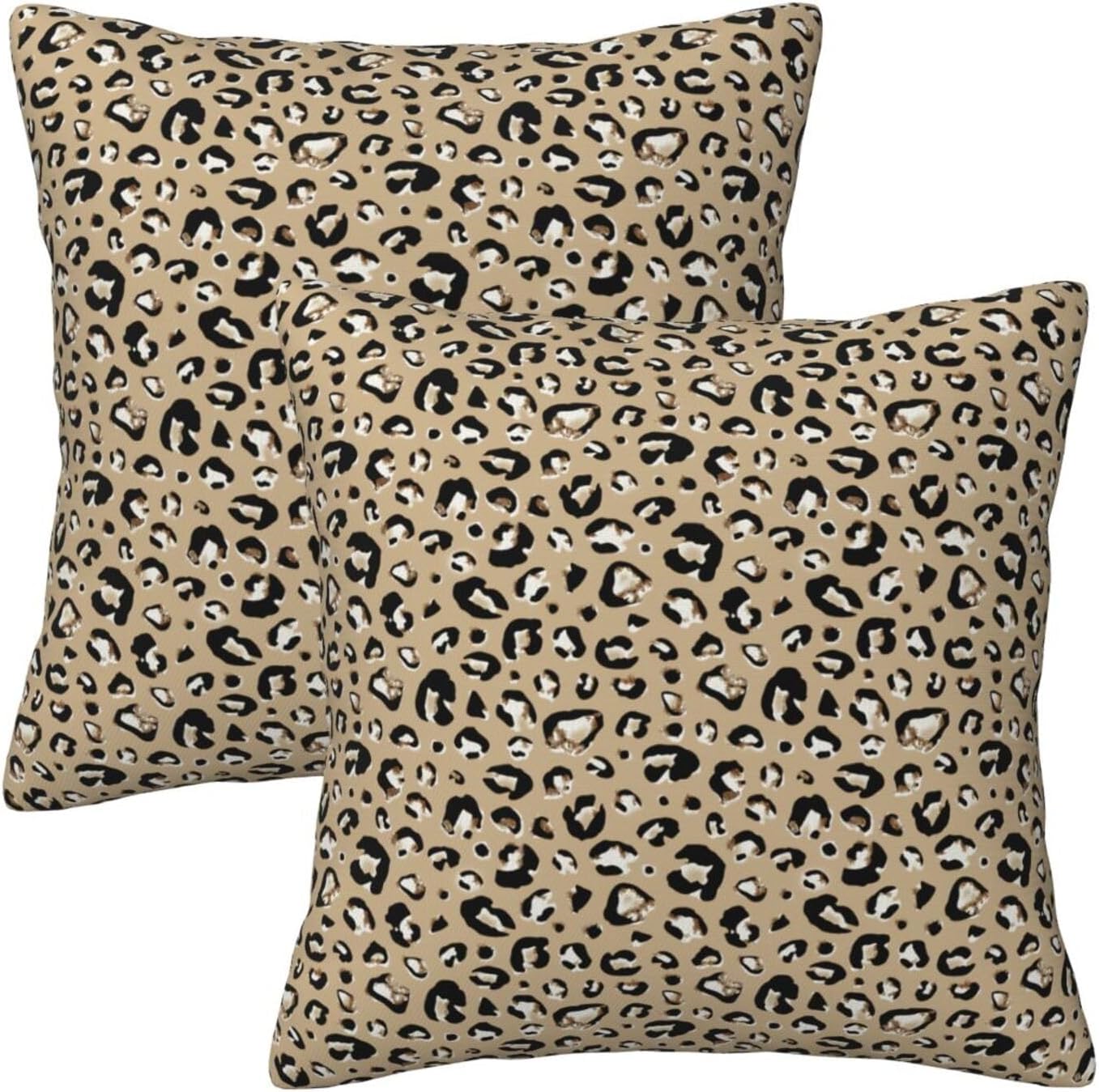 Black & Brown Leopard Print Throw Pillow Covers Set of 2 Ultra-Soft All-Season Pillow Shams with Hidden Zipper,Durable for Sofa Bed Car Decor & Gift 18x18IN