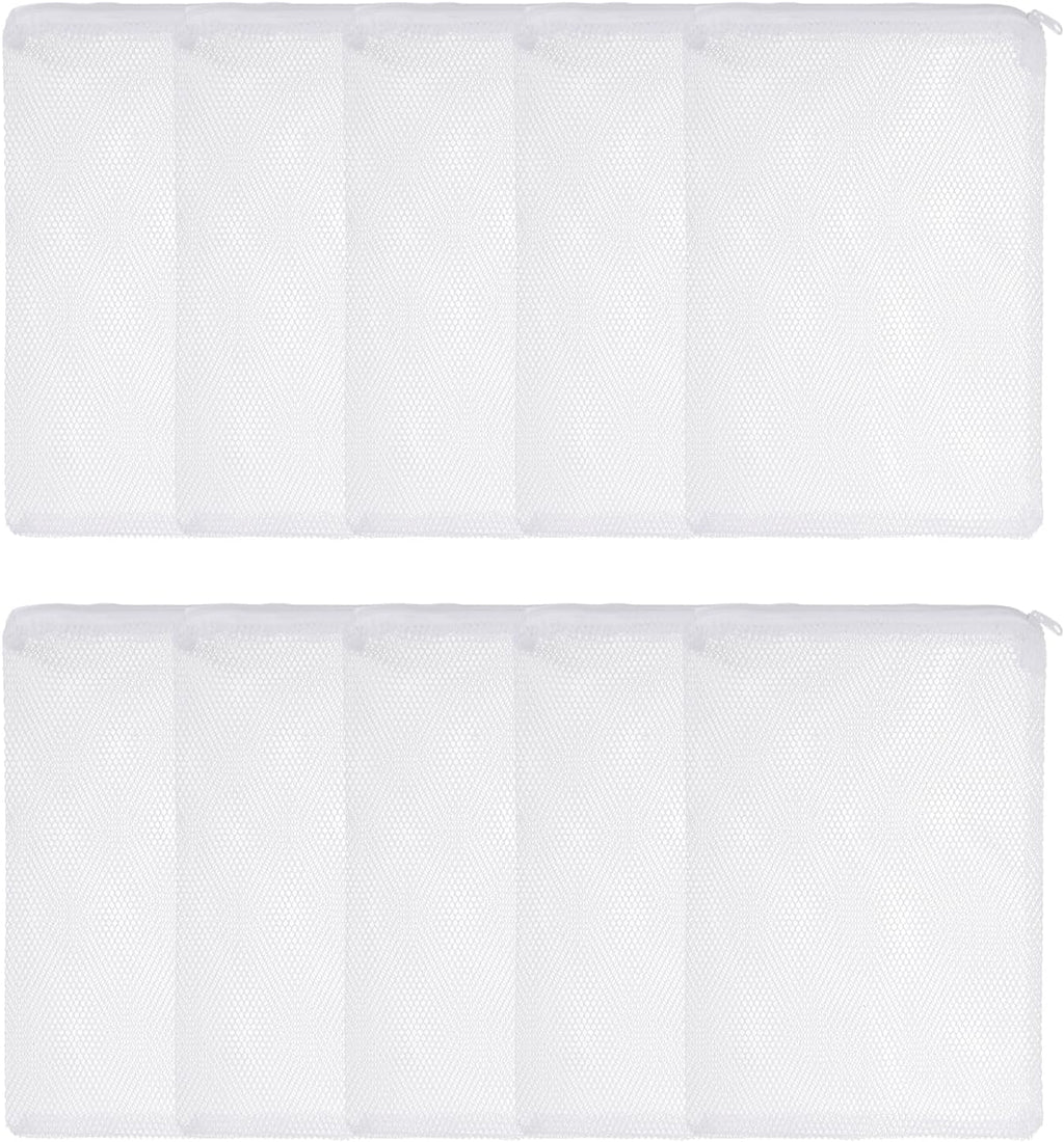 Aquarium Filter Media Bags, Fish Tank Fine Mesh Bag with Zipper Reusable Versatile 7 x 5 Inch, (White, 10Pcs), Intended for Fish Tank/Aquarium/Pond/Activated Carbon/Ceramic Rings