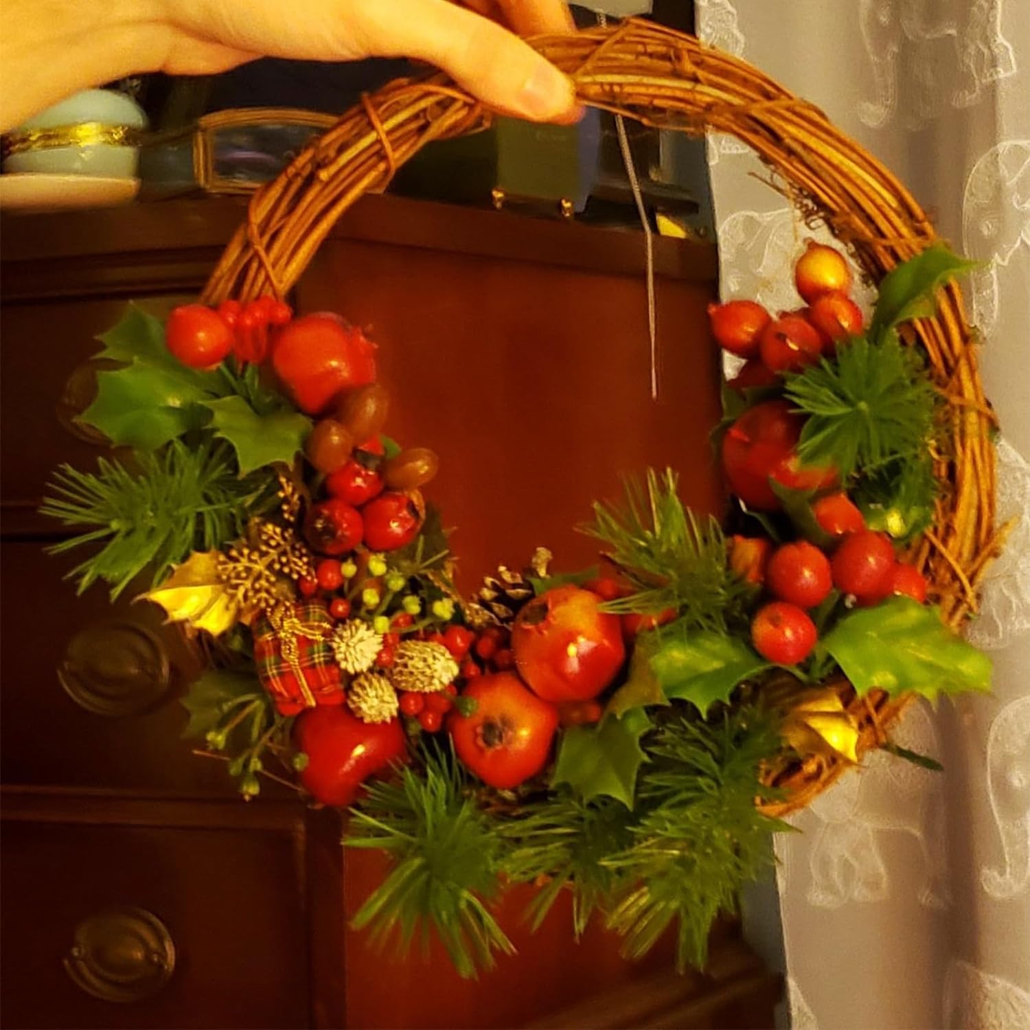 2pcs 18-20inch Large Natural Grapevine Wreath Rings Rattan Vine Branch Wreath Hoop for DIY Craft Christmas Easter Holiday Decoration Seasonal Decors (2pcs 50cm/18-20inch)