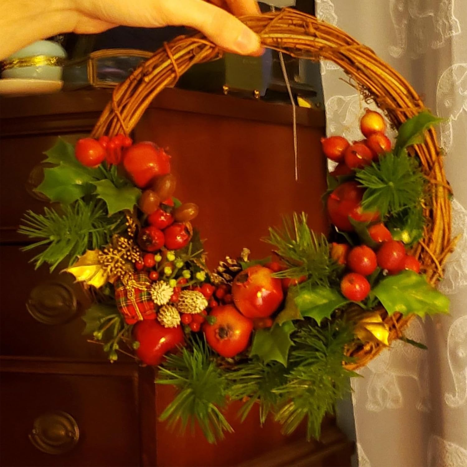 16inch Large Natural Grapevine Wreath Rings Rattan Vine Branch Wreath Hoop for DIY Craft Christmas Easter Holiday Decoration Seasonal Decors (1pcs 40cm/16inch)