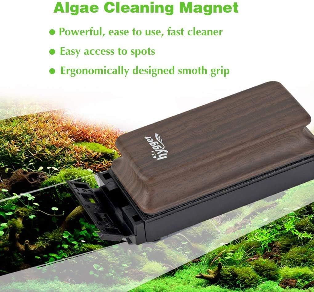 hygger Aquarium Strong Magnetic Cleaner Algae Magnet Cleaning Tool with Scraper Floating Brush for Fish Glass Tank M