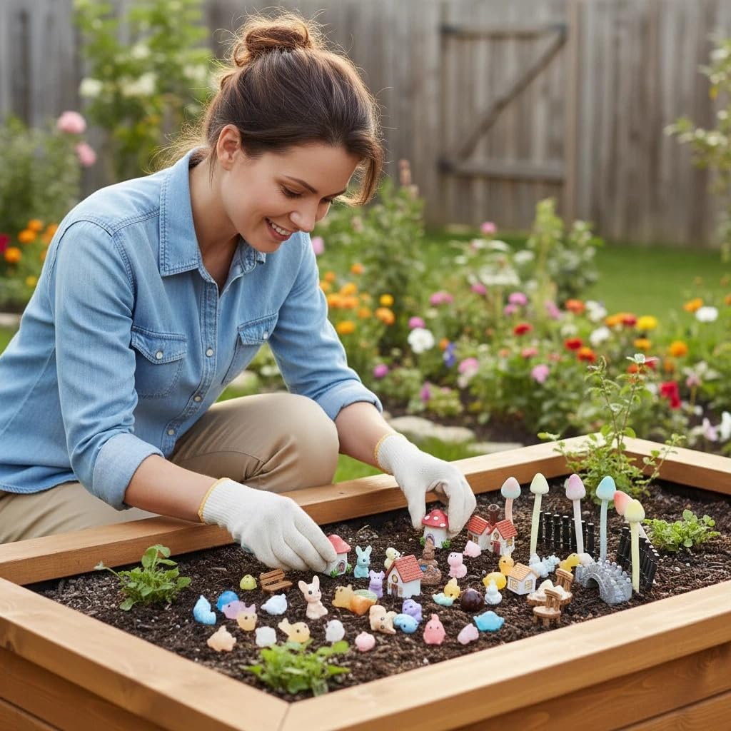 67-Piece Fairy Garden Accessories Kit, Handmade Glittery Mushrooms, Miniature Figurines & Landscape Ornaments for Mini Terrarium, Fairy Desk Plants