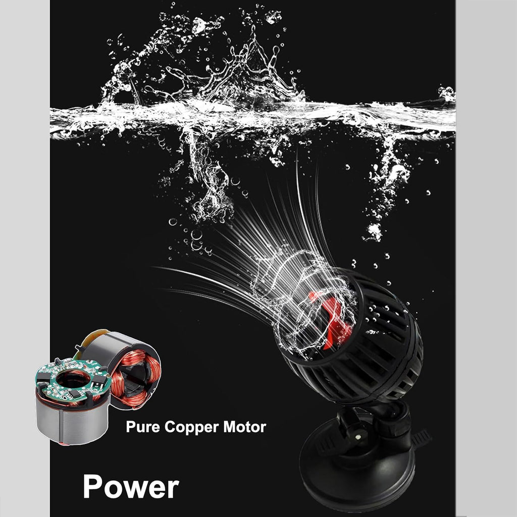 Carefree Fish Aquarium DC12V 10W Wave Maker 4 Level Adjustable Flow Rate Powerhead 1500Gph Wave Pump for 10~60Gal Freshwater and Saltwater Fish Tank