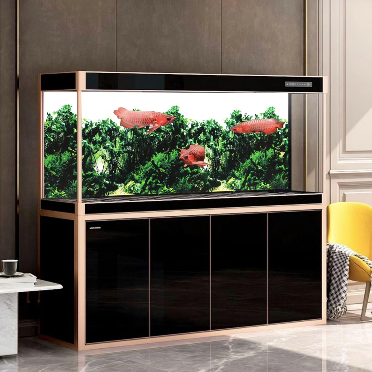 Lainrrew Aquarium Background Poster HD, Dual-Sided Water Plants & Fish Tank Landscape, 16"x40", Vivid Marine Life, Waterproof Scenery, Easy to Install, Durable Tank Decor (Type 4)