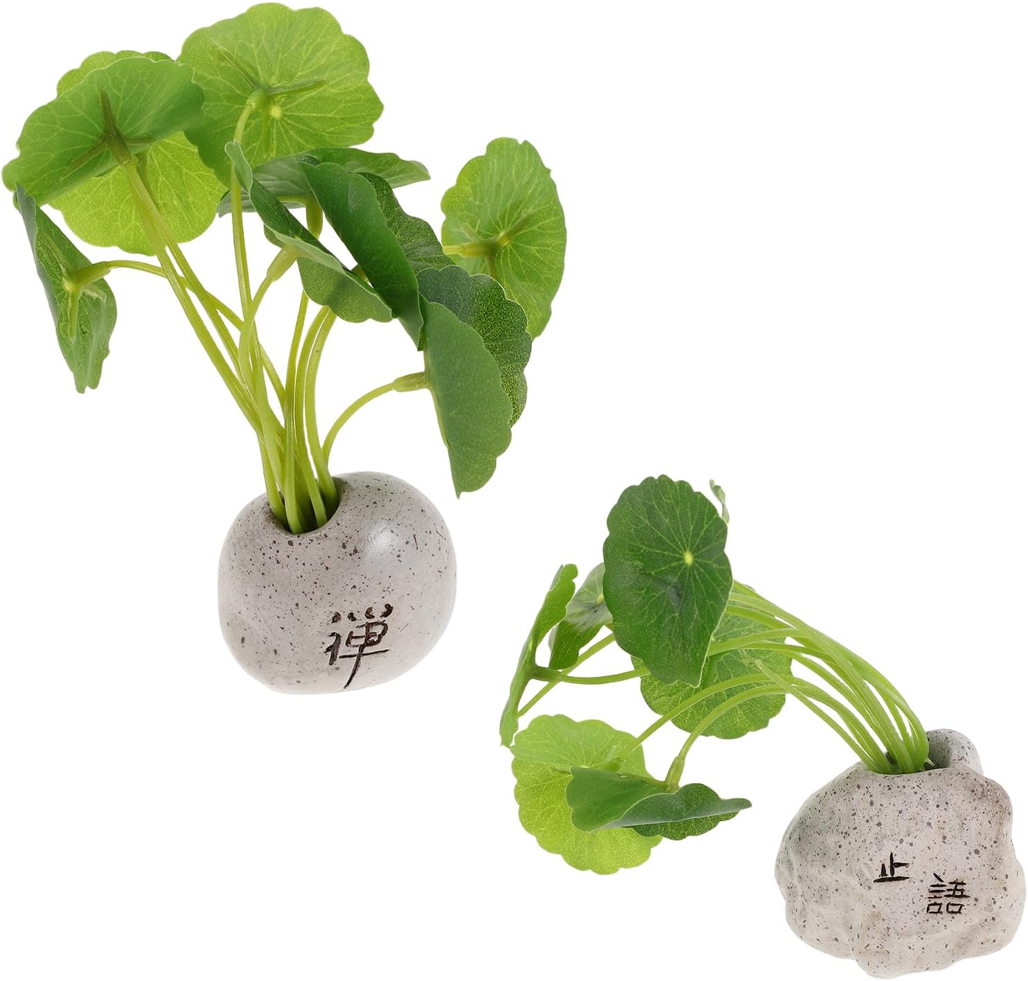 LOGOFUN 4pcs Mini Artificial Plants Car Dashboard Decor Lifelike Bonsai Simulated Potted Flowers for Home Office Interior