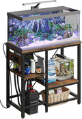 Bestier 20-29-37 Gallon Fish Tank Stand with Power Outlet, 30x13 Metal Aquarium Stand with Filter Storage, 6-Leg Reptile Tank Stand with 3-Tier Adjustable Storage Shelves, 400LBS Capacity