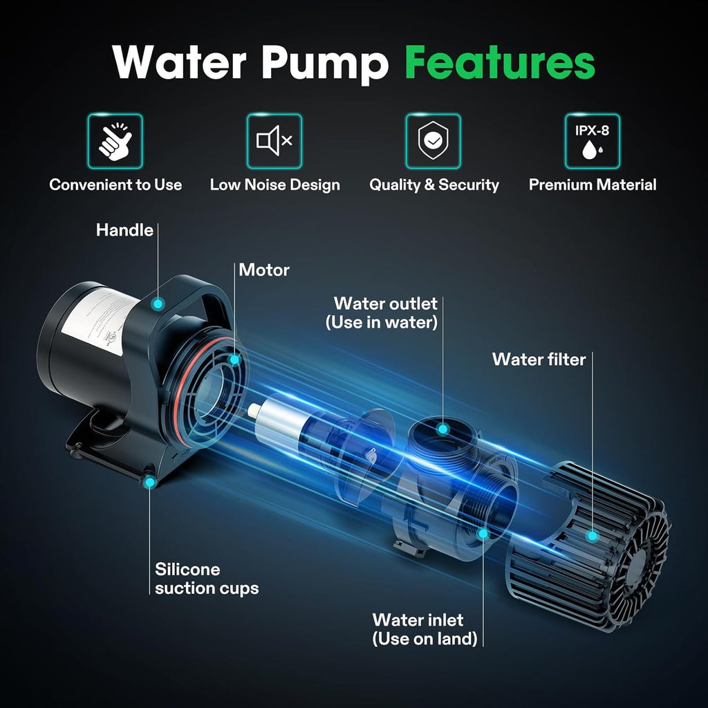 VIVOSUN 2700 GPH Submersible Water Pump with Barrier Bag, 120W Pond Pump, Ultra Quiet Aquarium Pump with 15FT. Lift Height for Pond, Waterfall, Fish Tank, Statuary, Hydroponic