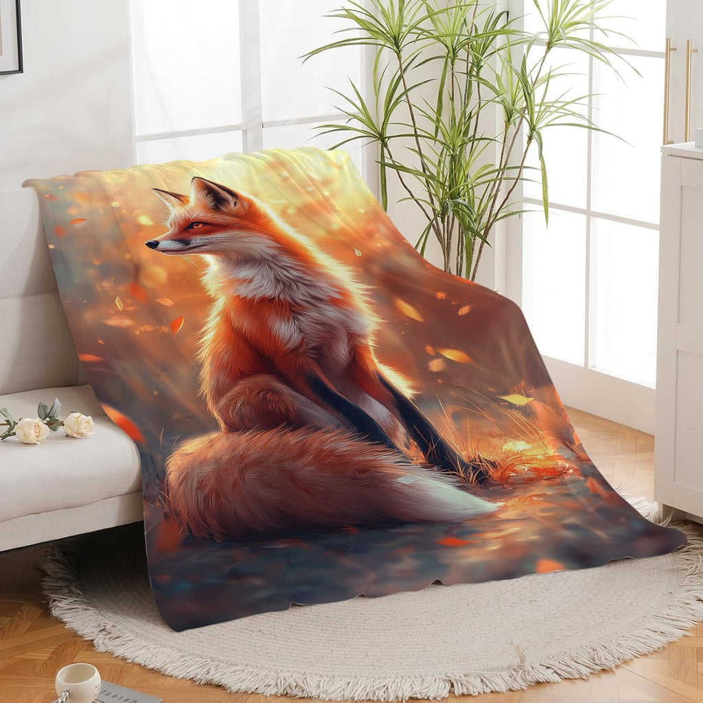 Fox Blanket Orange Fox Throw Blanket Fox Gifts for Girls Women Kids Boys Adults Men Super Soft Cozy Plush Fluffy Fuzzy Fleece Blanket Home Decor 60''X80''