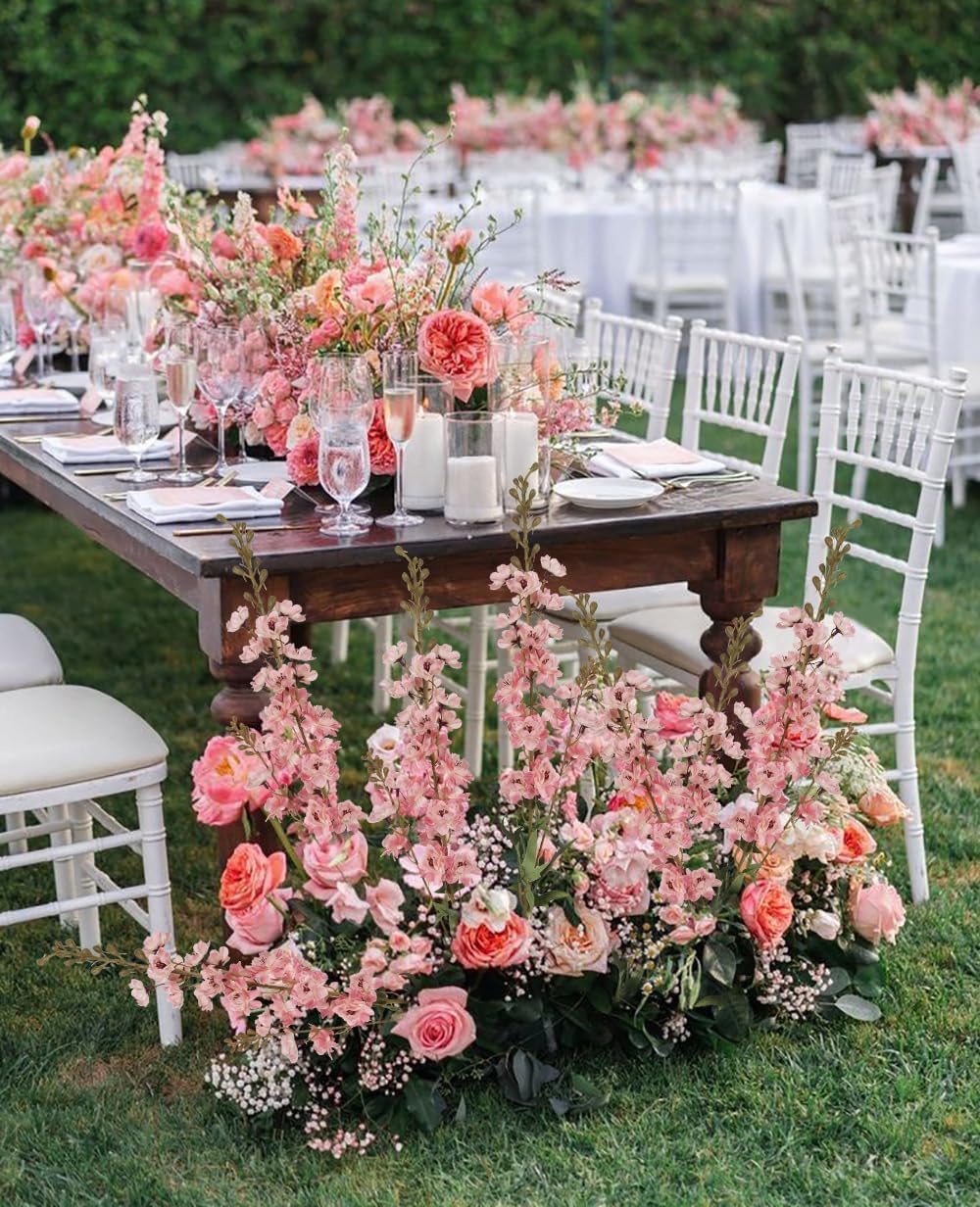 IPOPU Pink Artificial Delphinium Flowers 33.5" Long Stem Artificial Flowers Vintage Pink Fake Flowers for Wedding Centerpieces for Home Tables Party Decor（Vintage Pink）