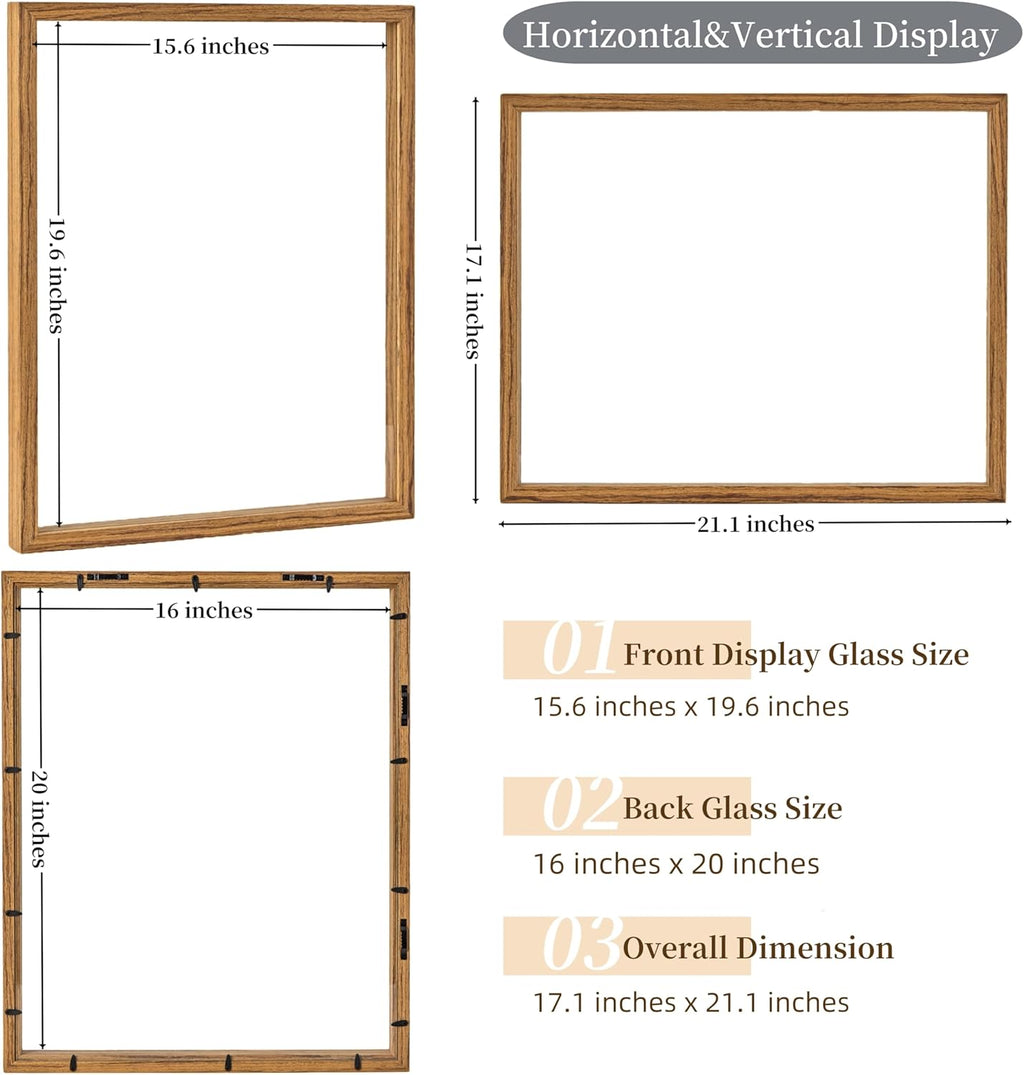 Floating Frame 16x20 Double Glass Floater Frames 20x24 Floating Picture Frame Cherry Wood 16x20 Shadow Box Frame Bouquet Frames For Wedding Memory