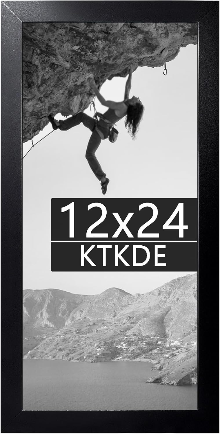 KTKDE 12x24 Picture Frame Black, Picture Poster Photo Frame wooden for Wall Decoration, Classic Black Minimalist Style Suitable for Decorating Houses,Any style Best gift