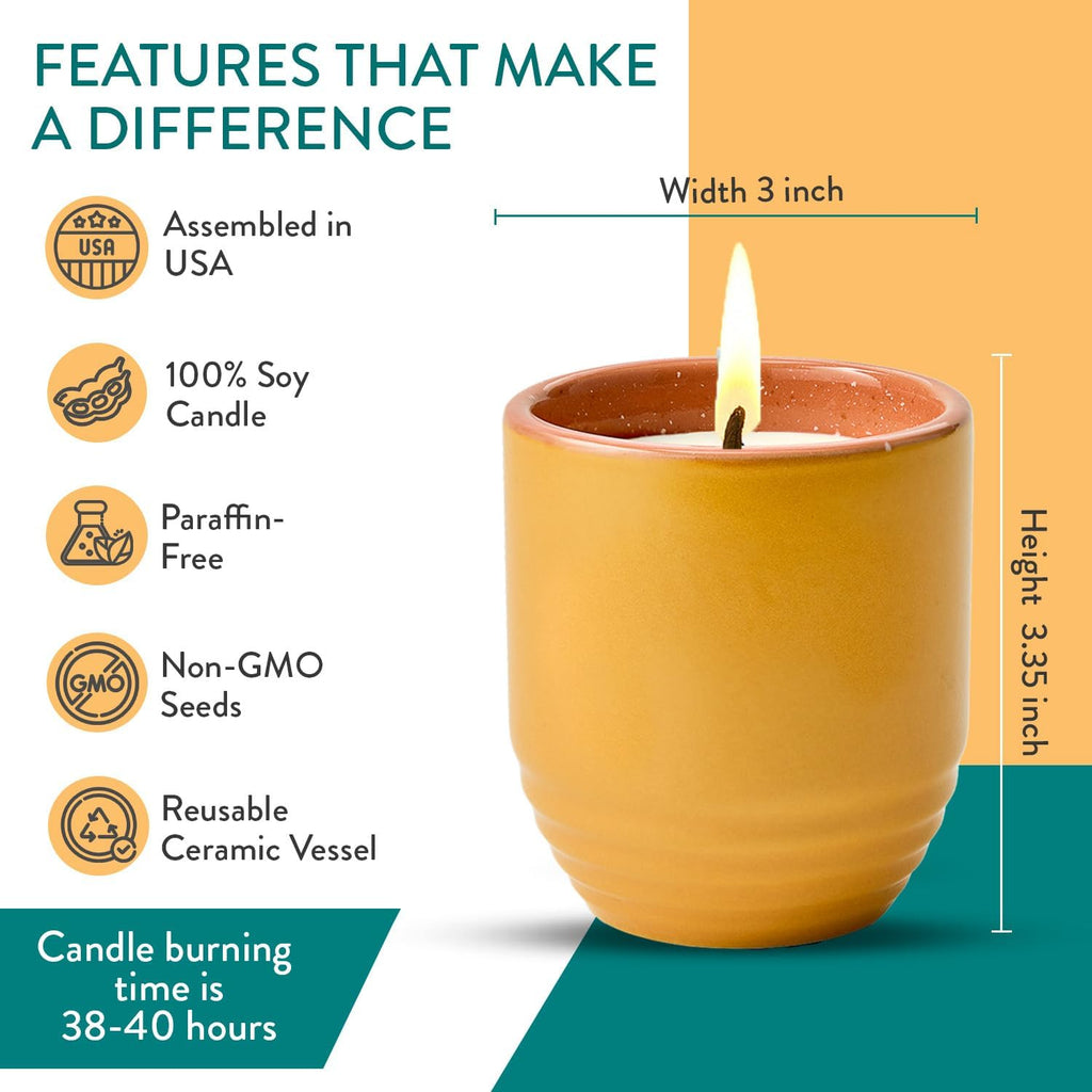 Modern Sprout Garden Vibes 2-in-1 Soy Candle & Planter - Last Light (Bug-Repelling Citronella, Rosemary, Cedarwood, Mint) 6 Oz Scented Candle with Marigold Seeds - Dual Purpose Jar - 38-40 Hour Burn