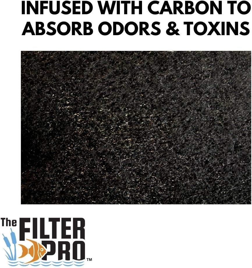 Carbon Fine Filter Media, 3/8" Thick, 18" x 60" Roll, Perfect for Aquariums, Ponds or Water Gardens, Made in USA
