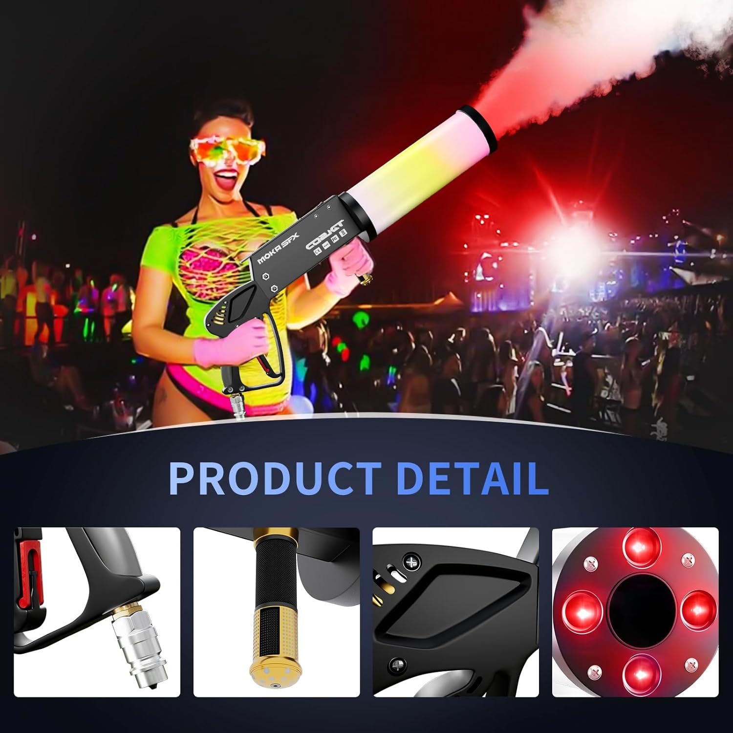MOKA SFX LED Co2 Jet Machine Handheld Effect for Nightclub Wedding Party Dj Halloween Stage Concert Live Party Special Effect