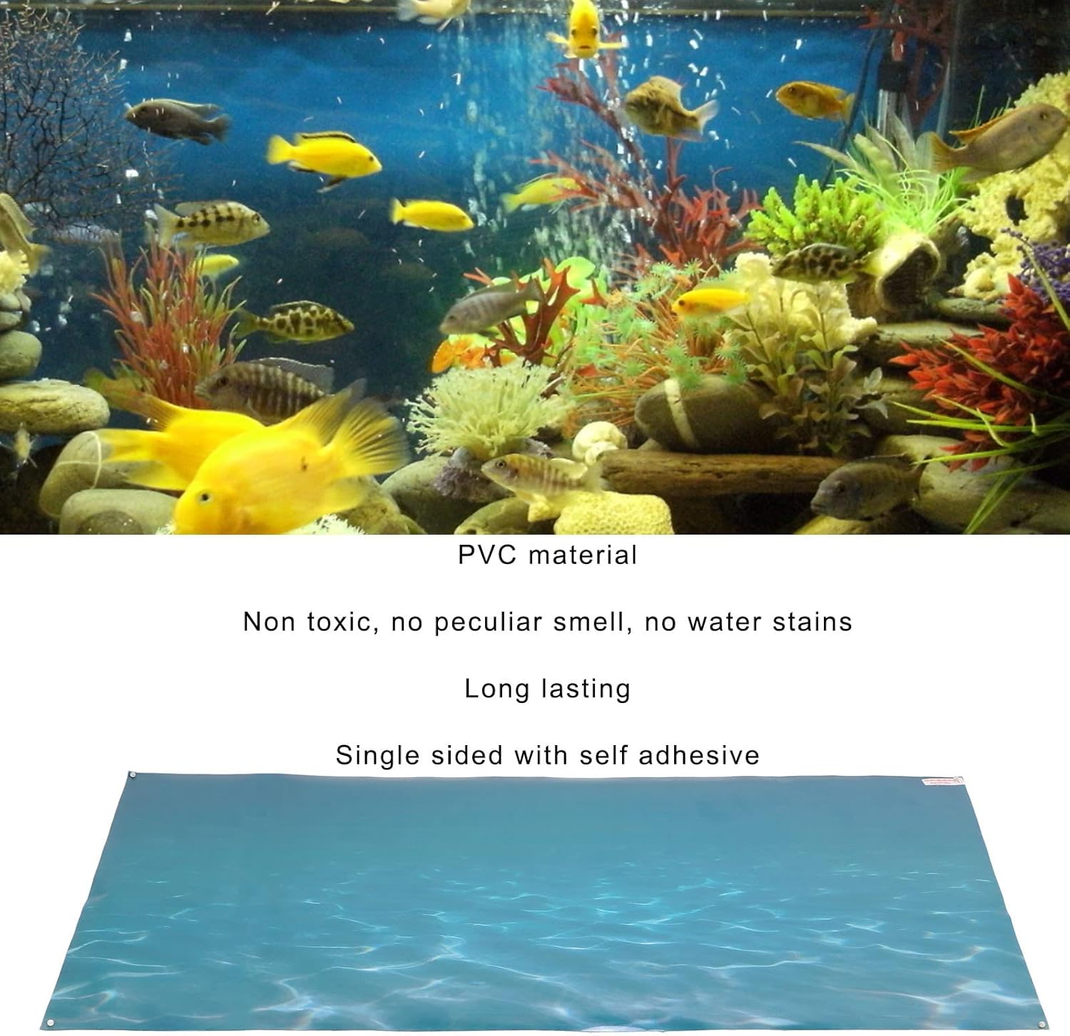 Aquarium Poster, Underwater Paper Cling Sticker with Sea Water Pattern Aquarium Wallpaper Background Decoration Picture PVC Adhesive Poster (61 * 41CM)