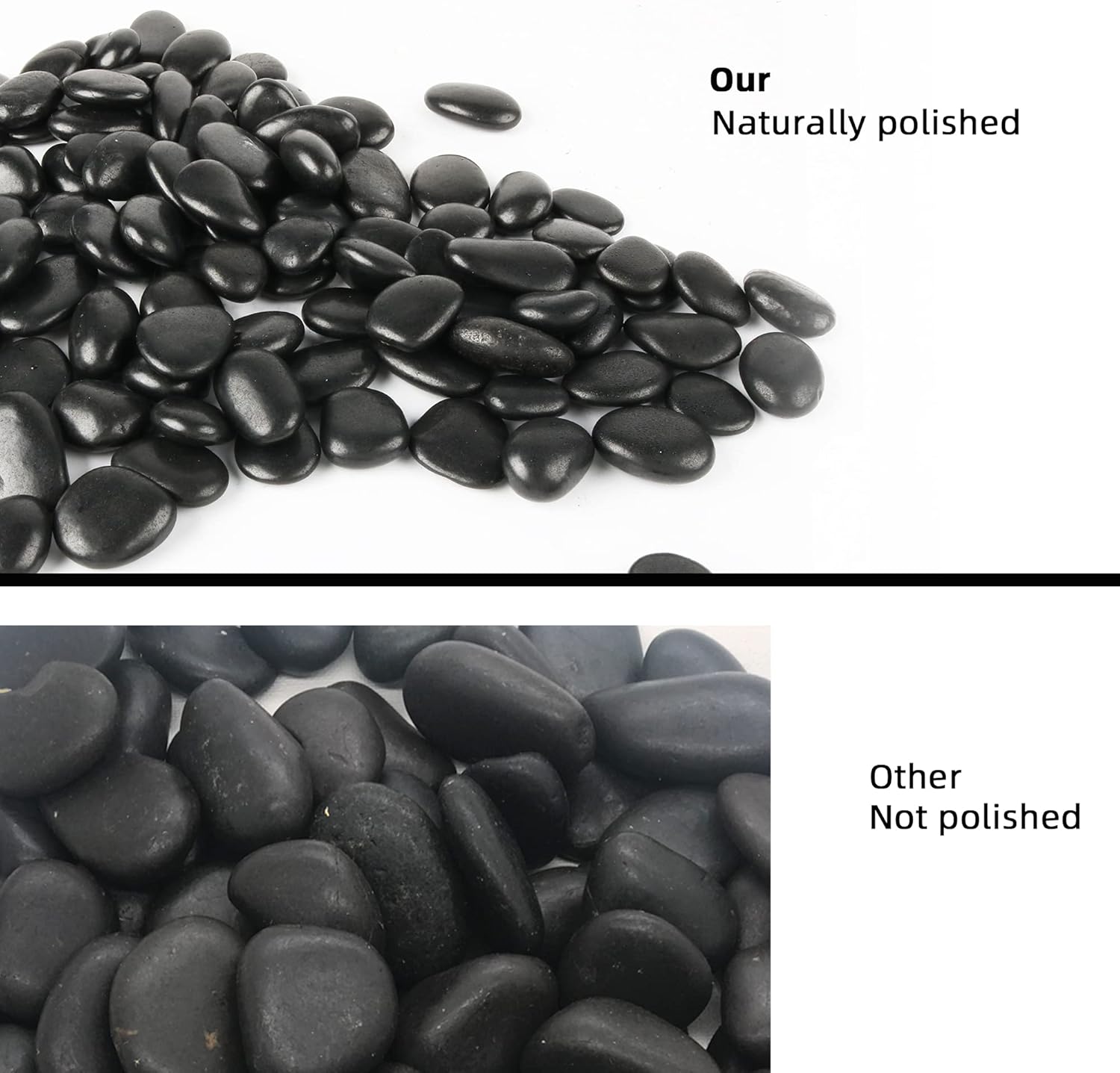 18 lb 1" Natural Polished Black River Rock for Plants,Aquarium,Vase,Garden Landscape Rocks and Outdoor Decorative Stones